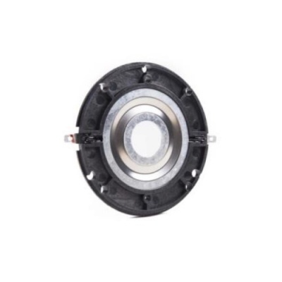 Peça circular com estrutura preta e parte central metálica prateada