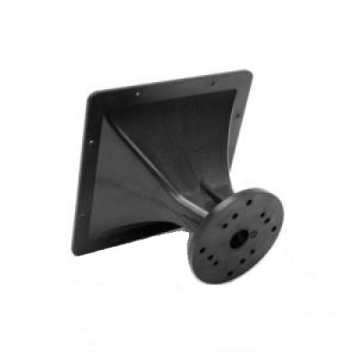 Suporte ou base preta em plástico com base quadrada e forma cónica