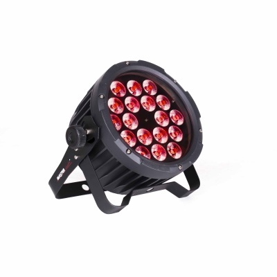 Luz LED redonda preta com LEDs vermelhos e suporte ajustável