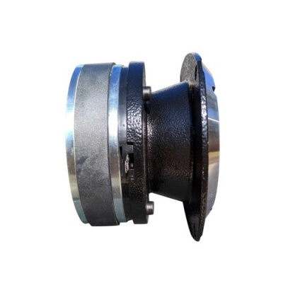 Altifalante metálico preto com detalhes prateados