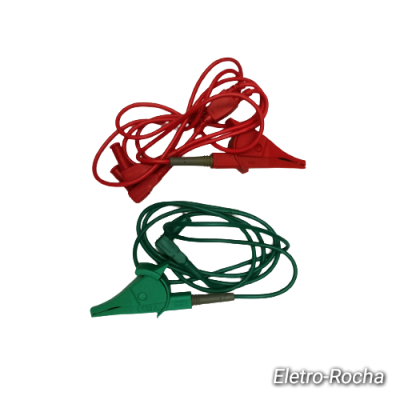 Conjunto de cabos de teste com garras vermelho e verde com cabos isolados