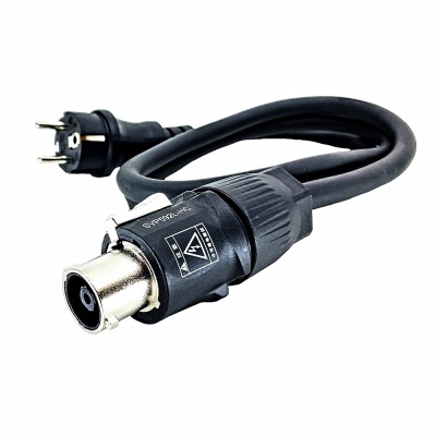 Cabo elétrico preto com conector e plugue de tomada europeia