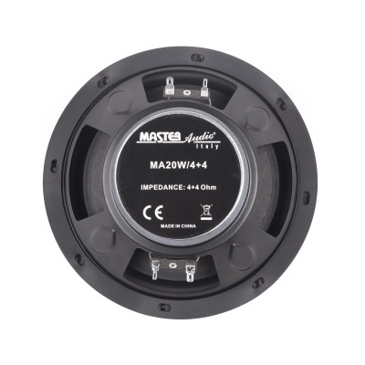 Coluna áudio preta Master Audio MA20W/4+4 em fundo branco
