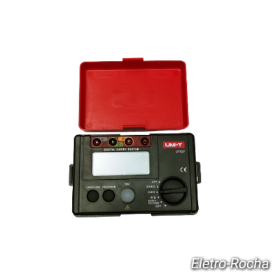 Medidor elétrico digital UNI-T UT 527 com corpo preto e tampa vermelha