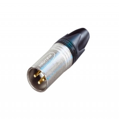 Conector macho XLR NEUTRIK prateado com pinos dourados