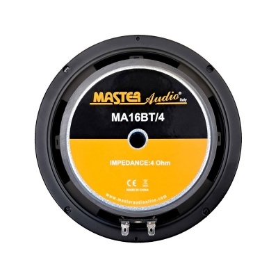 Coluna de áudio Master Audio MA16BT/4 preto e amarelo com texto e detalhes metálicos