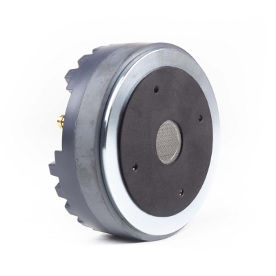 Driver de tweeter metálico com superfície preta e centro em malha