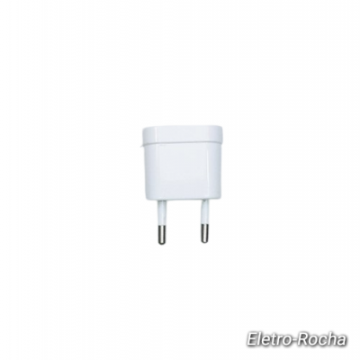 Carregador de parede branco com plugue europeu de dois pinos