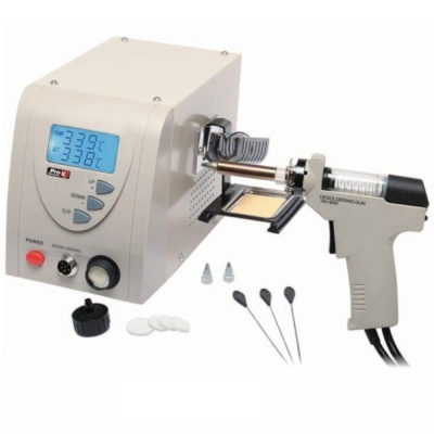 Equipamento de soldadura por indução com controles digitais e pistola cinzenta em fundo branco