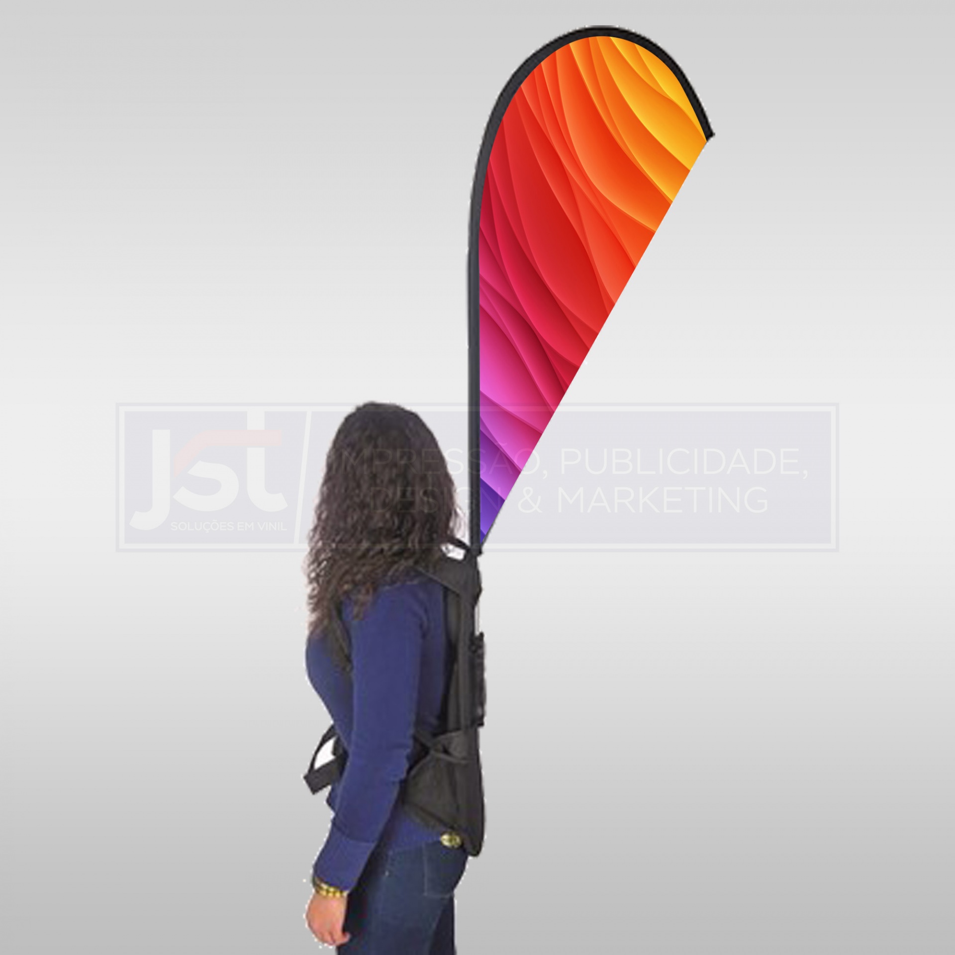 Mochila com Mastro de Bandeira Publicitária