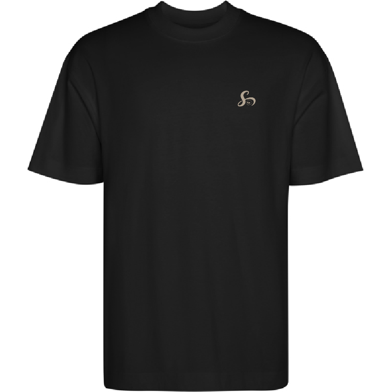 T-shirt preta com logótipo So bege no peito