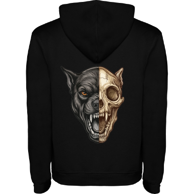Sweatshirt preta com estampa de cão e crânio
