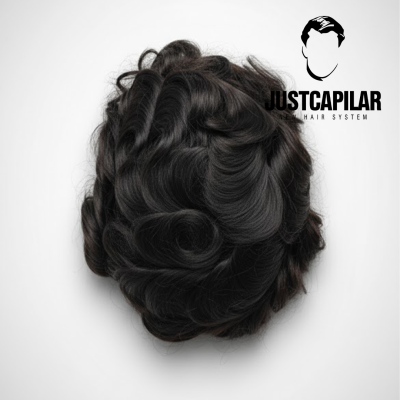 Cabelo preto ondulado sintético com logótipo JUSTCAPILAR