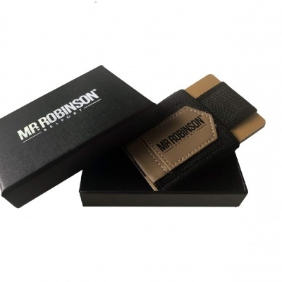 Carteira MR ROBINSON castanha com fecho velcro e caixa preta