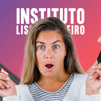 Promoção de instituto de cabelo com três pessoas e texto de destaque