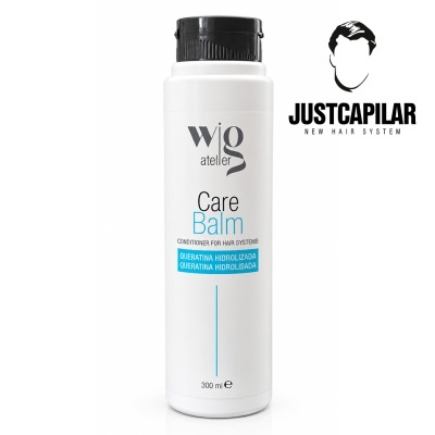 Frasco branco de condicionador Care Balm da WIG atelier com texto e logótipo JUSTCAPILAR