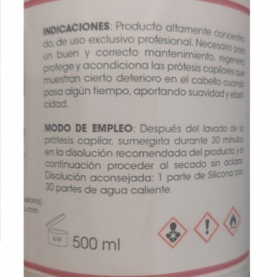 Etiqueta de produto cosmético com texto em espanhol e símbolos de segurança
