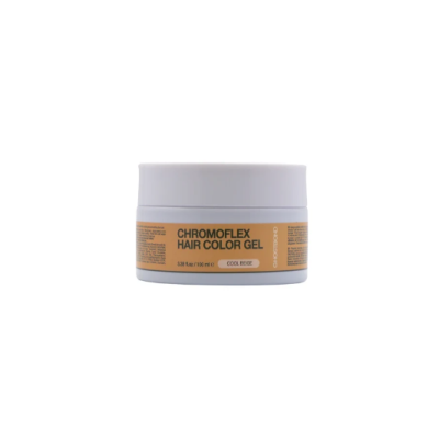 Frasco de gel para coloração de cabelo com etiqueta bege