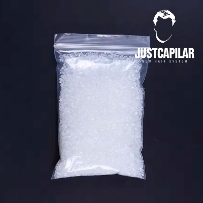 Saco transparente com pérolas brancas para cabelo