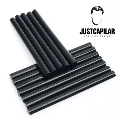 Tubos pretos para cabelo com marca JUSTCAPILAR