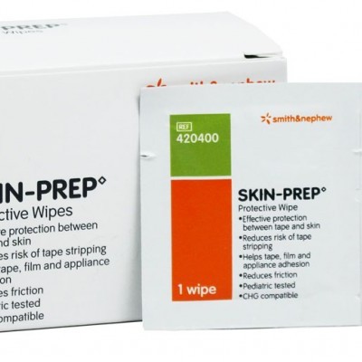 Caixa e embalagens individuais de lenços SKIN-PREP Prolective Wipes