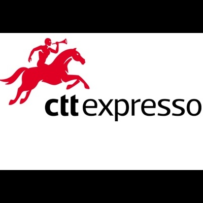 Logótipo CTT Expresso com cavalo vermelho e texto preto