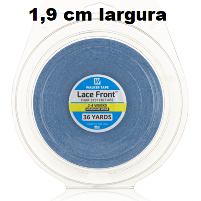 Fita adesiva para cabelo azul em embalagem transparente com texto Lace Front Walker Tape
