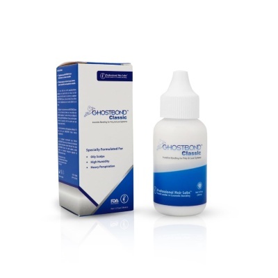 Frasco e caixa do produto Ghostbond Classic em branco e azul.