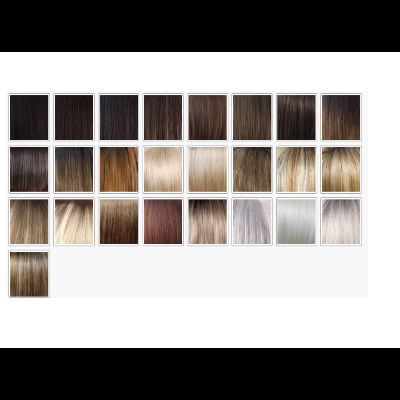 Paleta de cores de cabelo em quadrados com várias tonalidades do castanho ao loiro