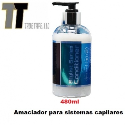 frasco de amaciador capilar Stylist Series Conditioner 480ml com doseador preto