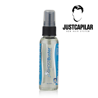 Frasco de spray GHOSTBUSTER com 60 ml e logo JUSTCAPILAR