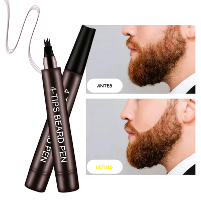 Canetas 4 TIPS BEARD PEN para barba, com imagens de antes e depois