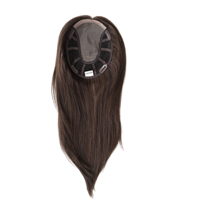 Peruca sintética castanha com base em rede preta