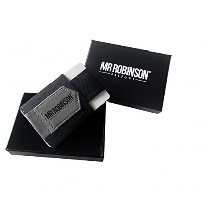 Carteira Mr Robinson cinzenta e preta com caixa preta