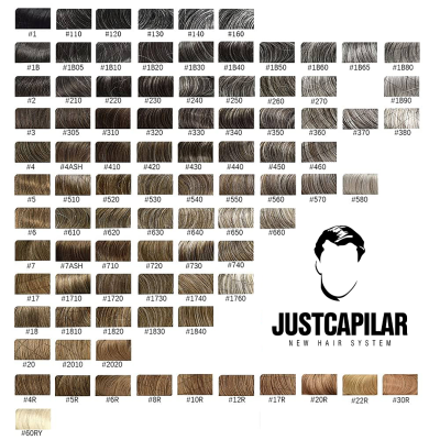 Paleta de cores de cabelo JustCapilar com vários tons e texturas.