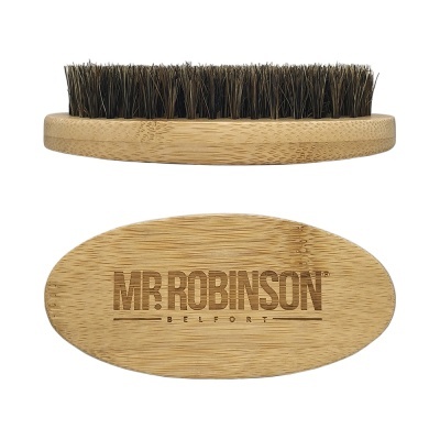 Escova para cabelo com cabo em madeira clara e cerdas escuras ovalada MR ROBINSON
