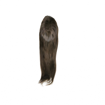 peruca ou aplique de cabelo castanho escuro liso