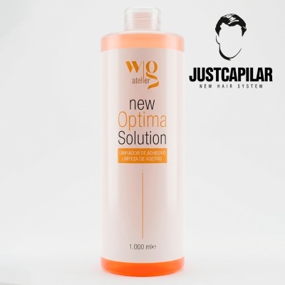 Frasco de solução para limpeza de adesivo com rótulo laranja e branco