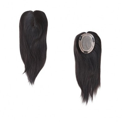 Peruca ou aplique capilar preto liso com rede elástica para fixação