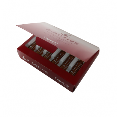 Caixa vermelha e branca com cápsulas individuais visíveis