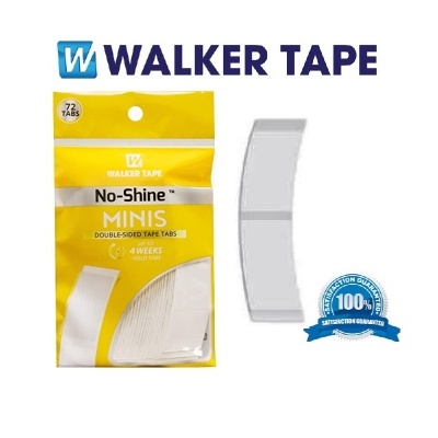 Embalagem de fita adesiva dupla face Walker Tape No-Shine Minis com selo de garantia de satisfação.
