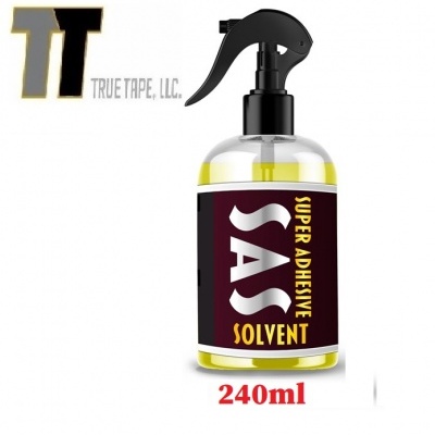 Frasco de solvente adesivo SAS com spray preto e conteúdo amarelo