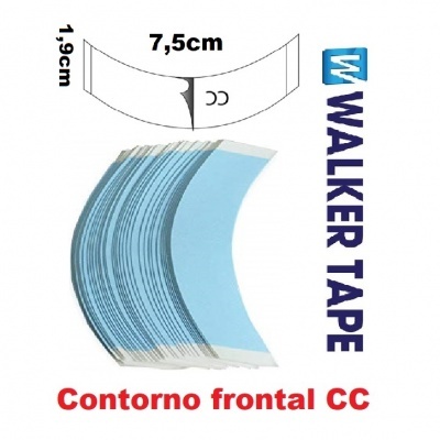 Fita azul curva com texto WALKER TAPE e Contorno frontal CC