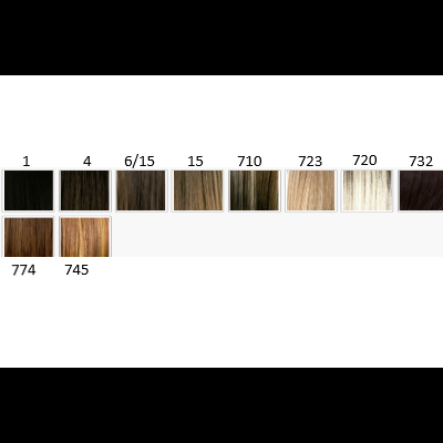 Amostras de cores de cabelo em quadrados pequenos com numeração acima