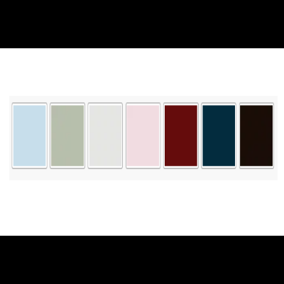 Mostruário de cor em painéis retangulares com várias cores