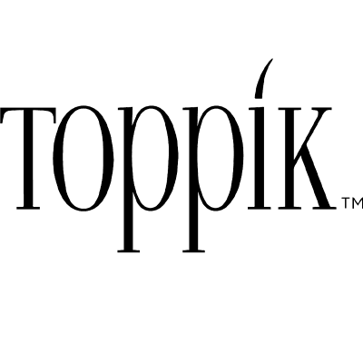 Logo da marca Toppik em texto preto sobre fundo branco