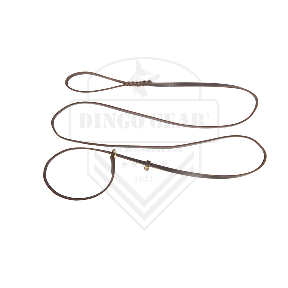 Trela ​​com Coleira de Couro em Cor Castanho DINGO GEAR
