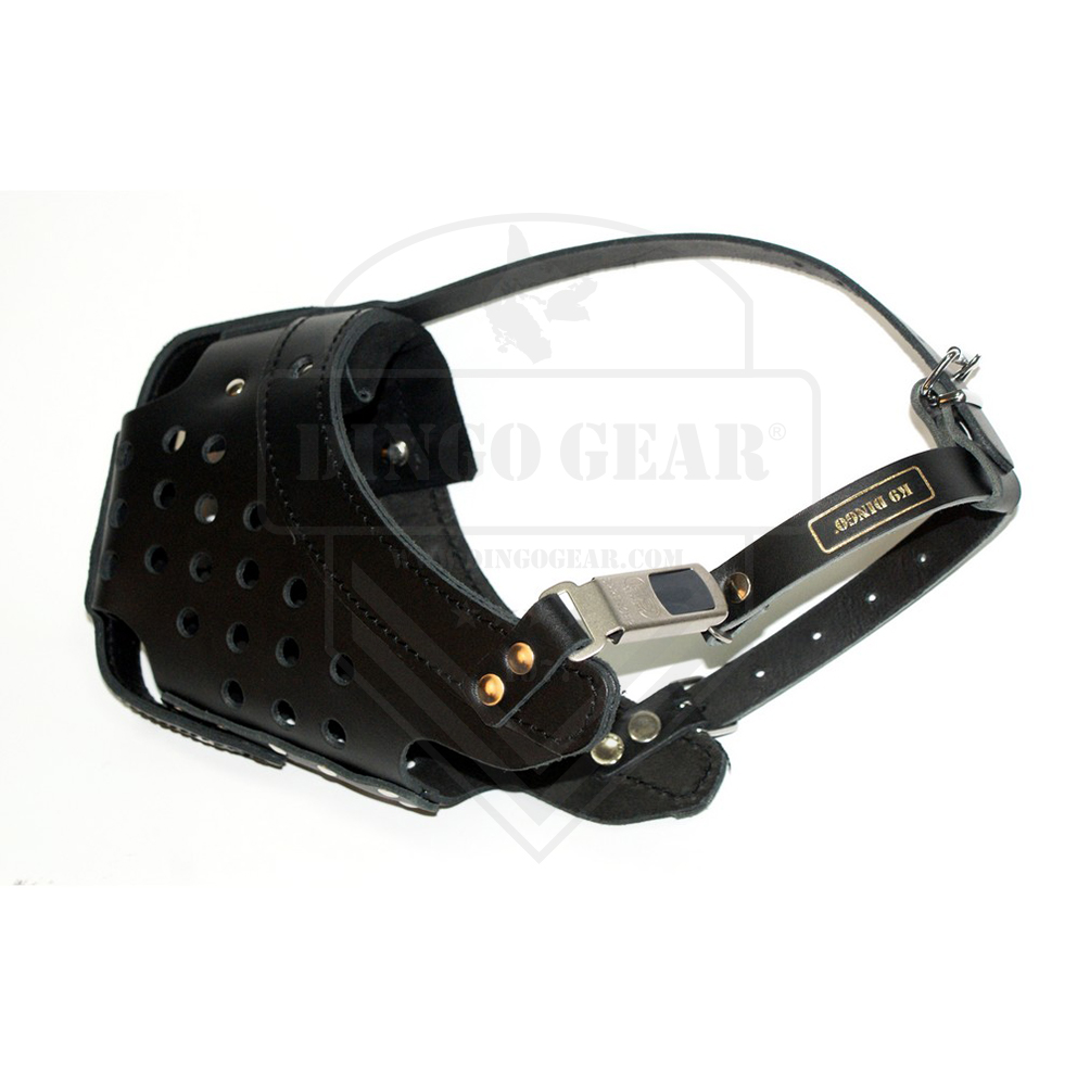 Açaime de couro reforçado para cão de treino e defesa DINGO GEAR