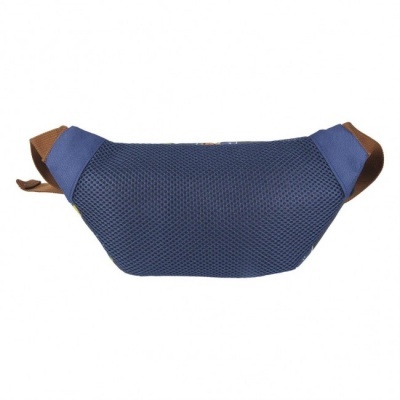 saco de cintura azul com tiras castanhas