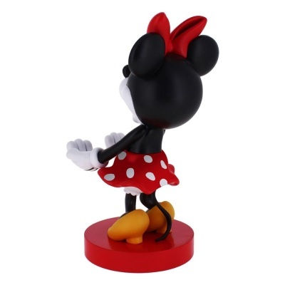 Figura vinil Minnie Mouse com saia vermelha e bolinhas brancas em base vermelha